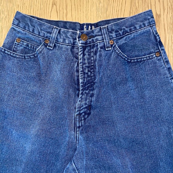 GAP Denim - Vintage 90s GAP High Waisted Mom Jeans Made in USA Tapered Leg Blue Denim 5/6